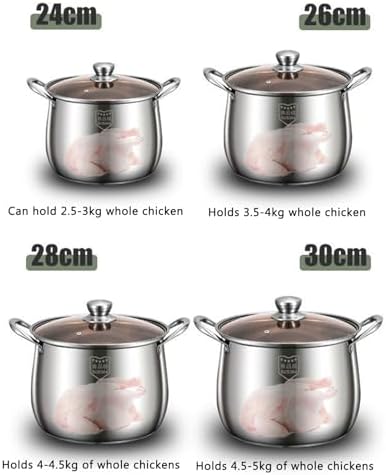 SVRITE 109 Qt Deep Chicken Stew Pot with Steamer Basket and Glass Lid