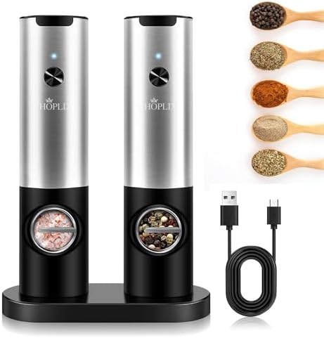 CHOPLIX USB Rechargeable Pepper Mill Set with LED Light