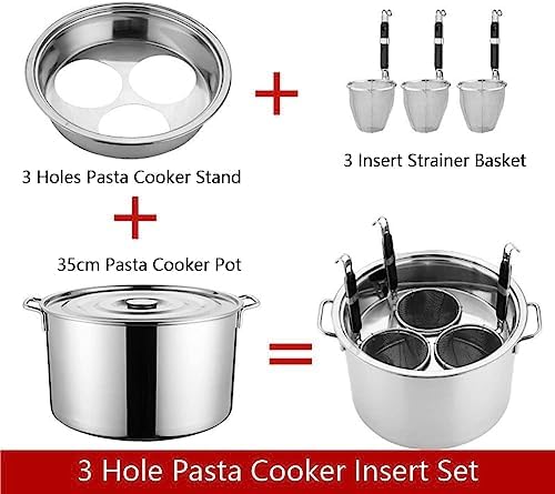 DAOUXIAOSP Pasta Pots Set 3 Strainer Baskets with 3 Holes