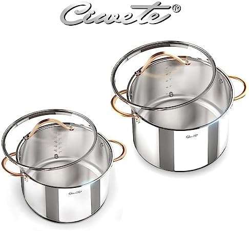 Ciwete 8 Quart 12 Quart Stock Pot Set