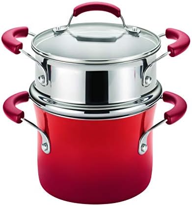 Rachael Ray Brights Saucepot with Steamer Insert 3 Quart Two-Tone Red