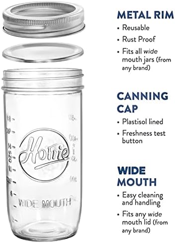 Tebery 6 Pack 24-Ounce Wide Mouth Canning Jars with Airtight Lids