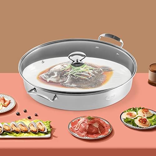 DYRABREST Fish Steamer with Rack and Ceramic Plate