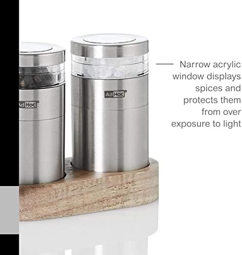 AdHoc Salt Pepper Mill Gift Set - Fine to Coarse Grind
