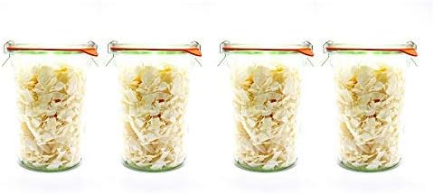 Weck Canning Jars Set of 4 - 34 Liter Glass Jars with Airtight Lids