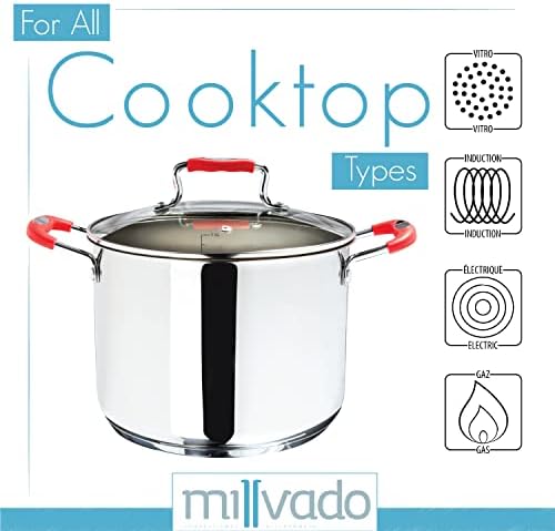 Millvado 84 Quart Stock Pot with Clear Glass Lid
