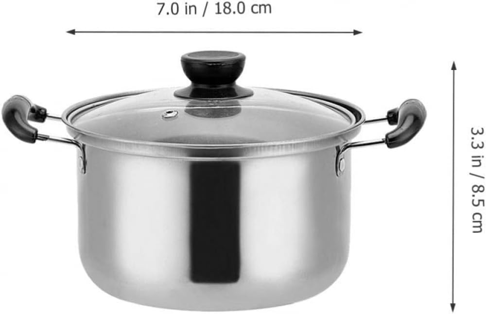 Stainless Steel Stock Pot with Glass Lid 18cm