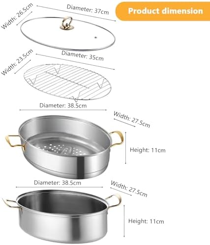 AIZYR 304 Stainless Steel 2 Tier Fish Steamer with Rack Lid