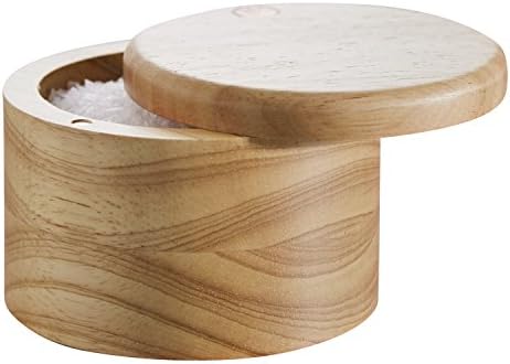 Ayesha Parawood Salt Cellar 4 Inch Brown With Lid