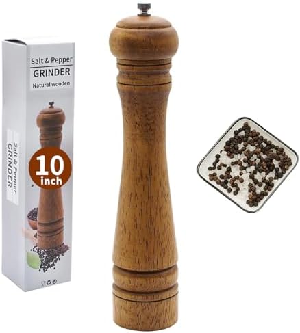 SHIKORI 10 Inch Wooden Salt Pepper Mill Set