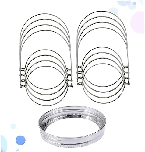 COLLBATH 24pcs Tinplate Mason Jar Lid Ring Set with Wire Handles
