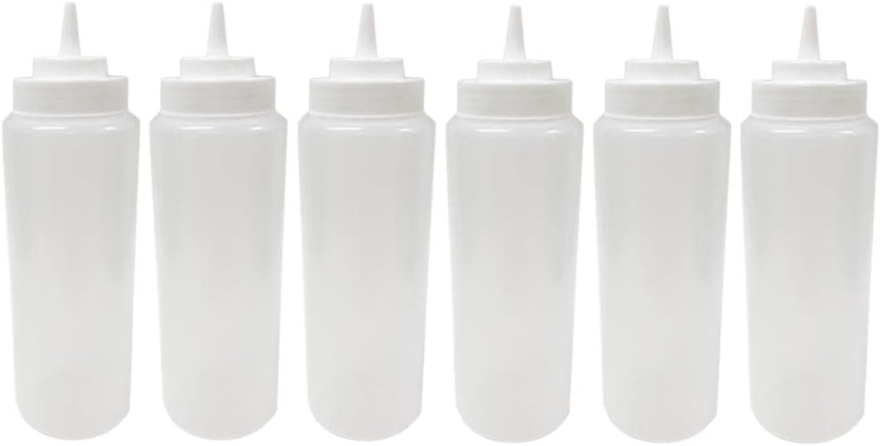 6 Clear Squeeze Bottles 32 Oz Wide Mouth Condiment Dispenser