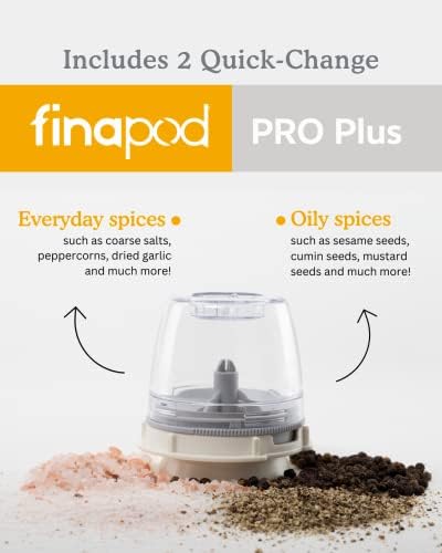 FinaMills Battery Operated Salt and Pepper Grinder Set - 2 ProPlus Pods