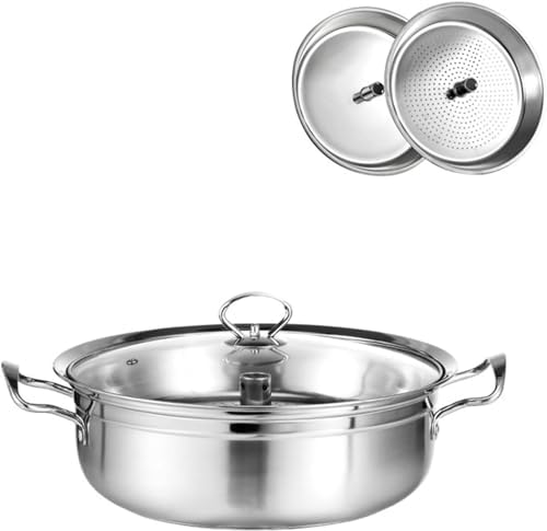 LGEOELIAS Stainless Steel Seafood Steamer Pot 30-34cm with Basket and Lid