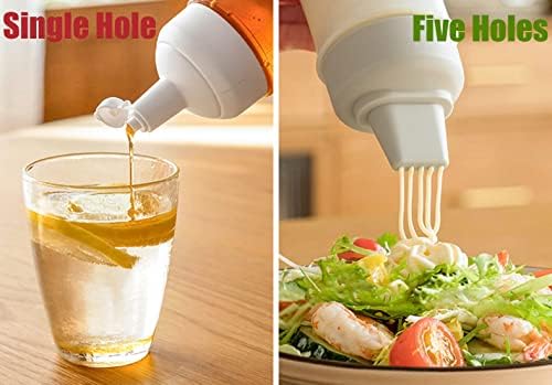 RROAD 4Packs Condiment Squeeze Bottle with 5-Hole Nozzle
