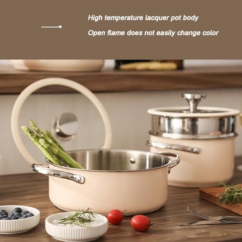 Nonstick Stock Pot with Tempered Glass Lid 304 Stainless Steel and Ceramic Coating