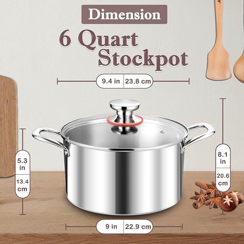 Herogo 6 Quart Stainless Steel Stock Pot with Lid