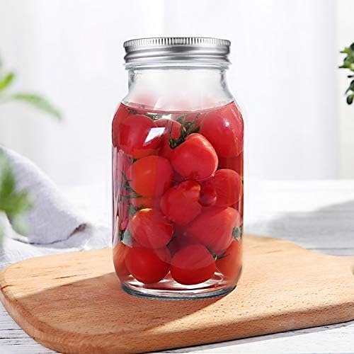 Jucoan 12 Pack 24 oz Square Glass Jars with Silver Lids