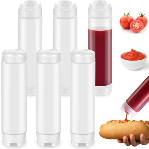 Condiment Squeeze Bottles 20oz Refillable Inverted Dispenser 1