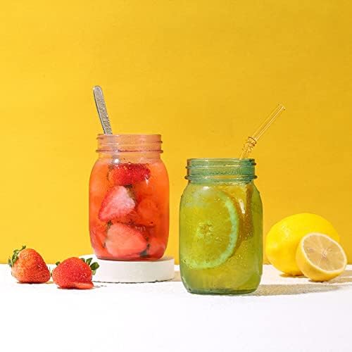 Amzcku 16 oz Rose Pink Mason Jars with Lids 6 Pack