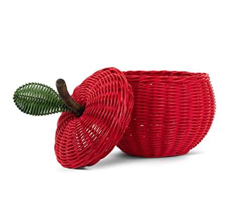 G6 Collection Apple Rattan Storage Basket with Lid 1
