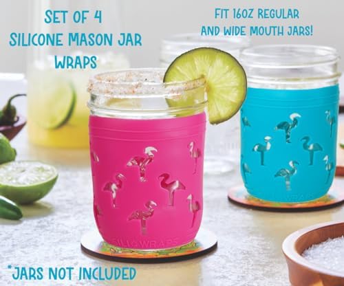 Sili Wraps Mason Jar Wraps Pink Sunset Turtle Set of 4