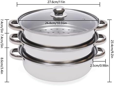 Bitodd 3 Tier Stainless Steel Steamer Set