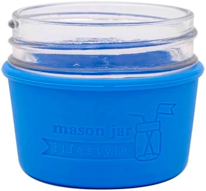 4oz Silicone Sleeves for Protecting Small Ball Jars - Bright Blue 2 Pack