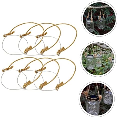 Luxshiny 6pcs Burlap Steel Mason Jar Hangers