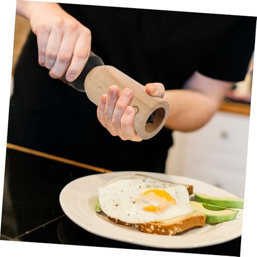 BRIGHTFUFU Manual Wooden Pepper Grinder with Black Cap 1