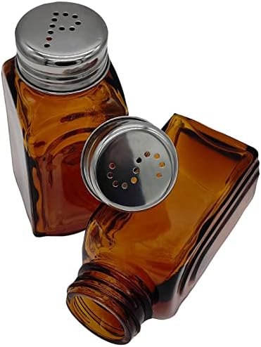 Ritadeshop Retro Glass Salt and Pepper Shakers Amber Set of 2