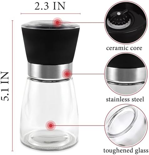 Pepper Mill Salt Mill Set of 2 with Adjustable Coarseness