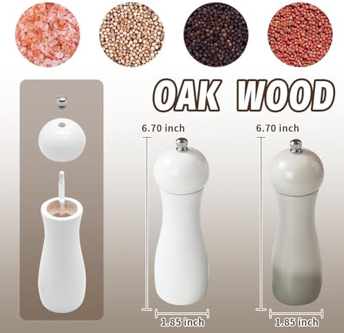 SHIKORI Wooden Salt and Pepper Mills Set with Adjustable Coarseness