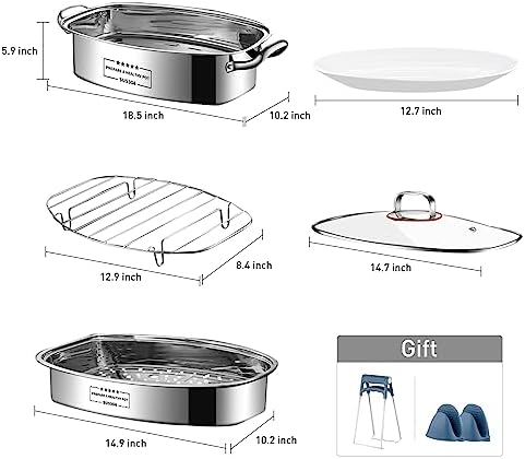 Eglaf 2-Tier Fish Steamer with Ceramic Plate and Oven Mitts 1