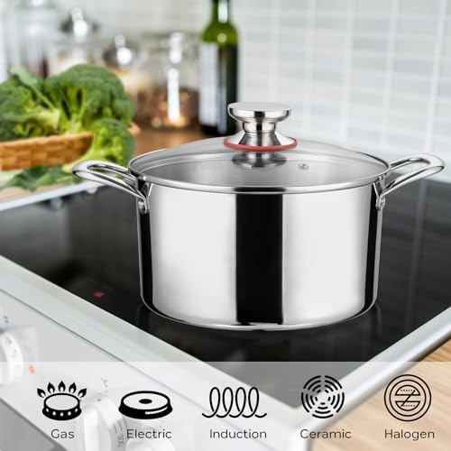 Onader 6 Quart Stockpot with Lid and Tri-Ply Induction Base