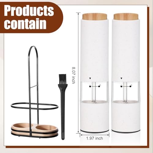 Electric Salt Pepper Grinder Set with LED Light and Spill Proof Base