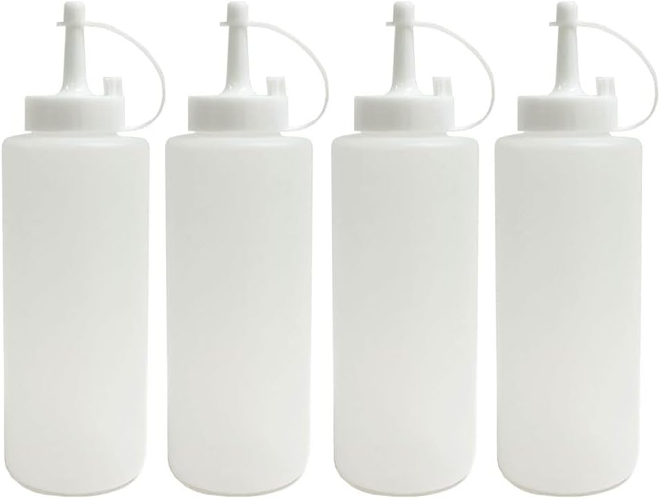 4 Pack 12oz Clear Plastic Squeeze Bottles for Condiments
