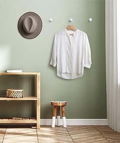 Wooden White Wall Hooks Pack of 4 Modern Farmhouse