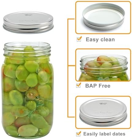 Flrolove 32 OZ Glass Jars 6 Pack with Airtight Lids