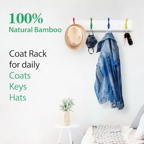 Badiano Wall Mount Coat Rack with 4 Heavy Duty Hooks