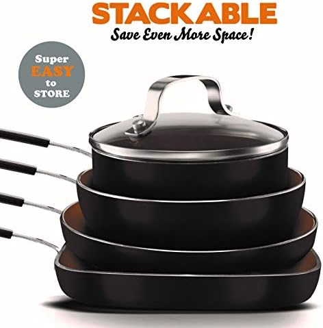 Gotham Steel Mini Stackmaster 5 Piece Cookware Set Nonstick Black