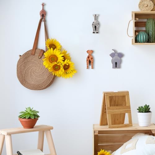 Qunclay 4 Pcs Safari Animal Wall Hooks Decorative