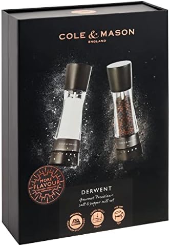 Cole Mason Derwent Black Wood Salt Pepper Mills Gift Set