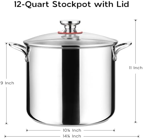 12 Quart Stainless Steel Stock Pot with Lid