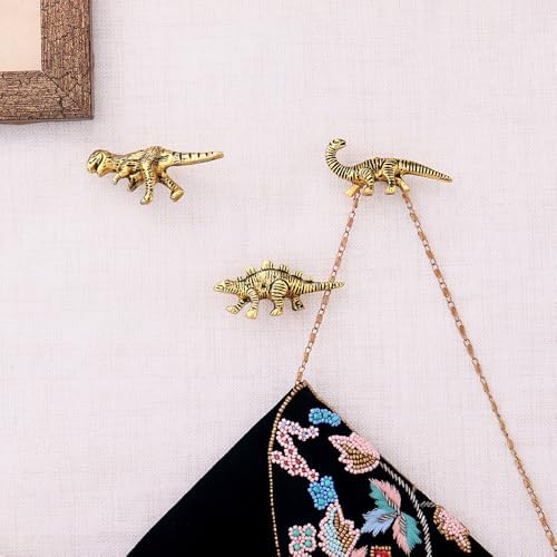 Indian Shelf 3 Piece Gold Dinosaur Wall Hooks for Kids