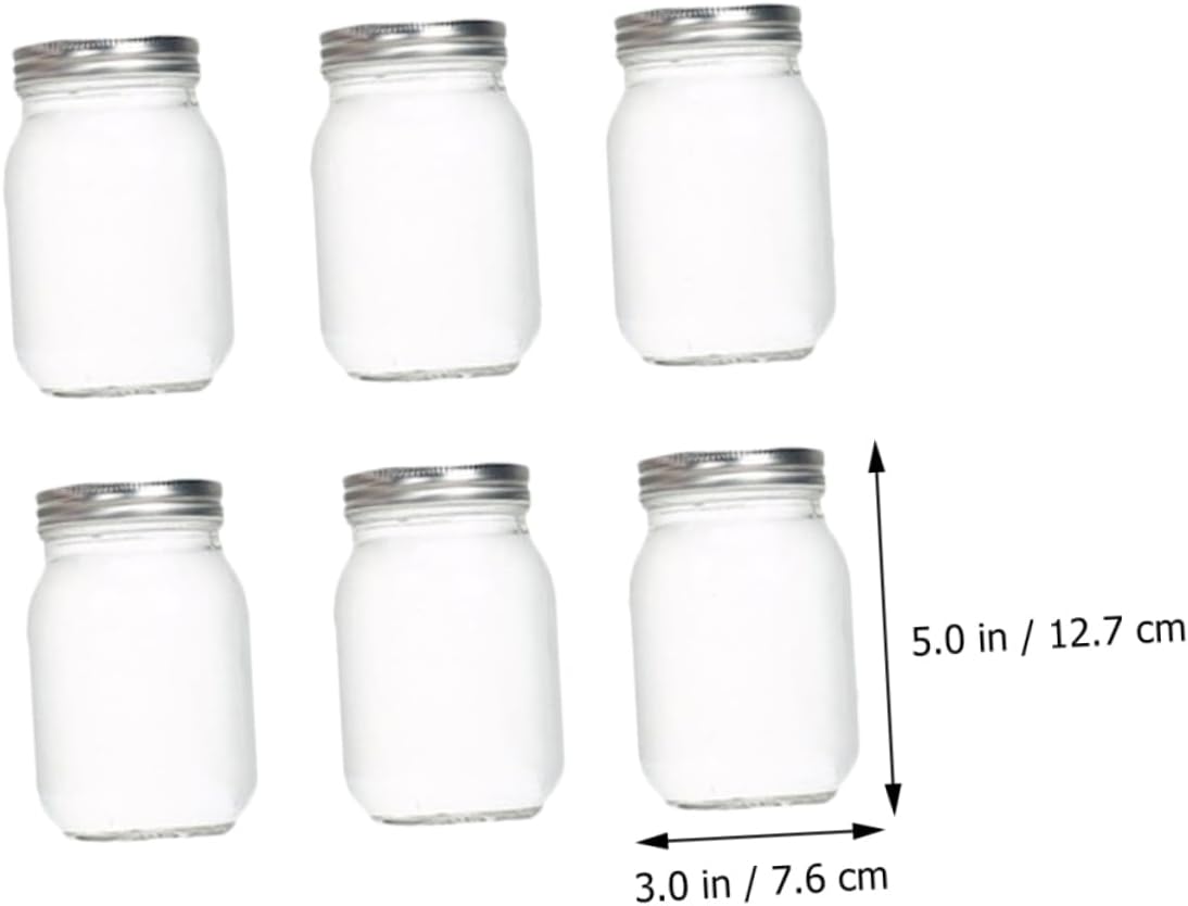 KICHOUSE 6-Piece Glass Food Storage Cans with Lids 500ml