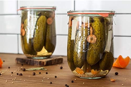 Weck Tulip Jars 1 Liter - 4 Pack Glass Canning Jars with Lid