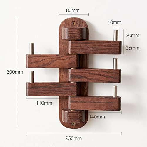 Rsuwiz Oak Wood Coat Hooks with 5 Swivel Arms 1