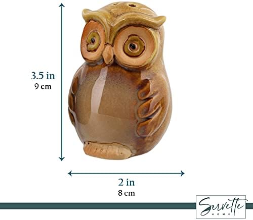 Ceramic Owl Salt and Pepper Shaker Set - Green