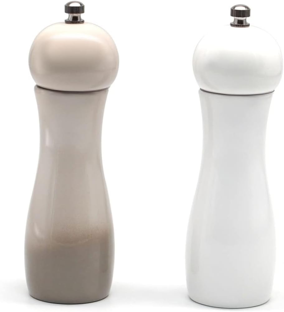 Unomor 6-Inch Ceramic Pepper Mill and Salt Shaker Set